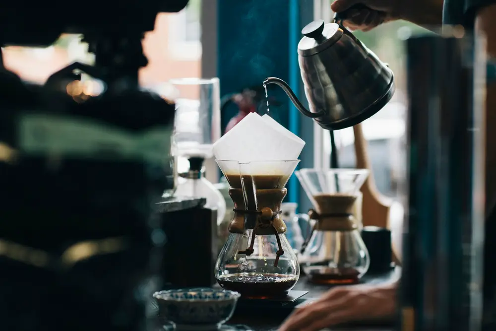 Pour-over coffee being brewed