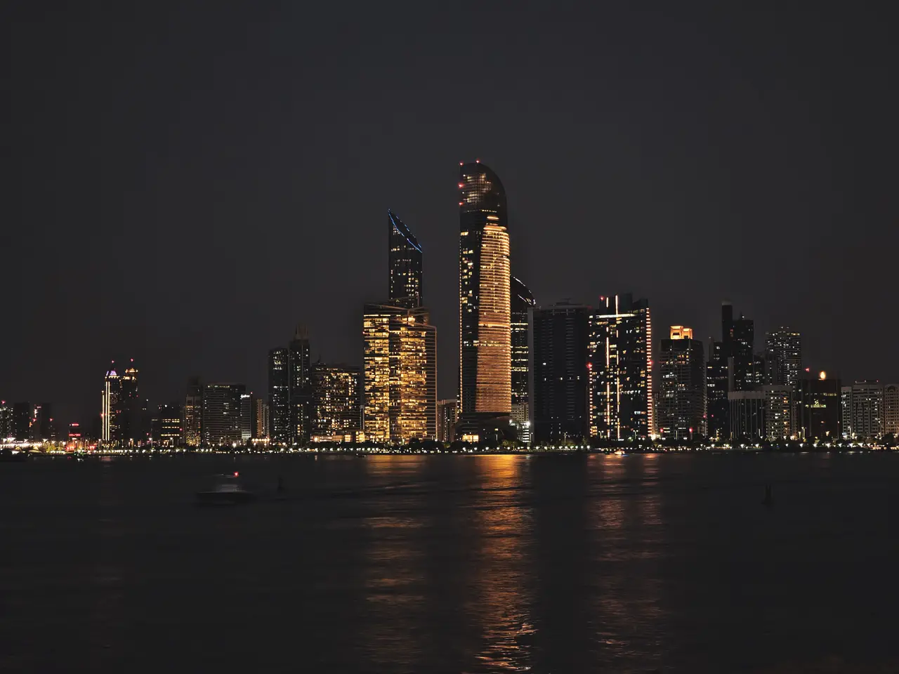 Abu Dhabi Corniche skyline at dusk