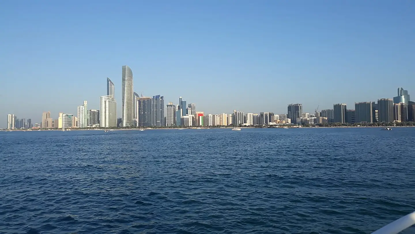 Abu Dhabi Corniche skyline across the sea